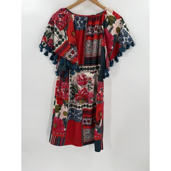 Anthropologie Vanessa Virginia Women's Boho Dress SMALL Red Floral Easy Wear - Picture 7 of 12